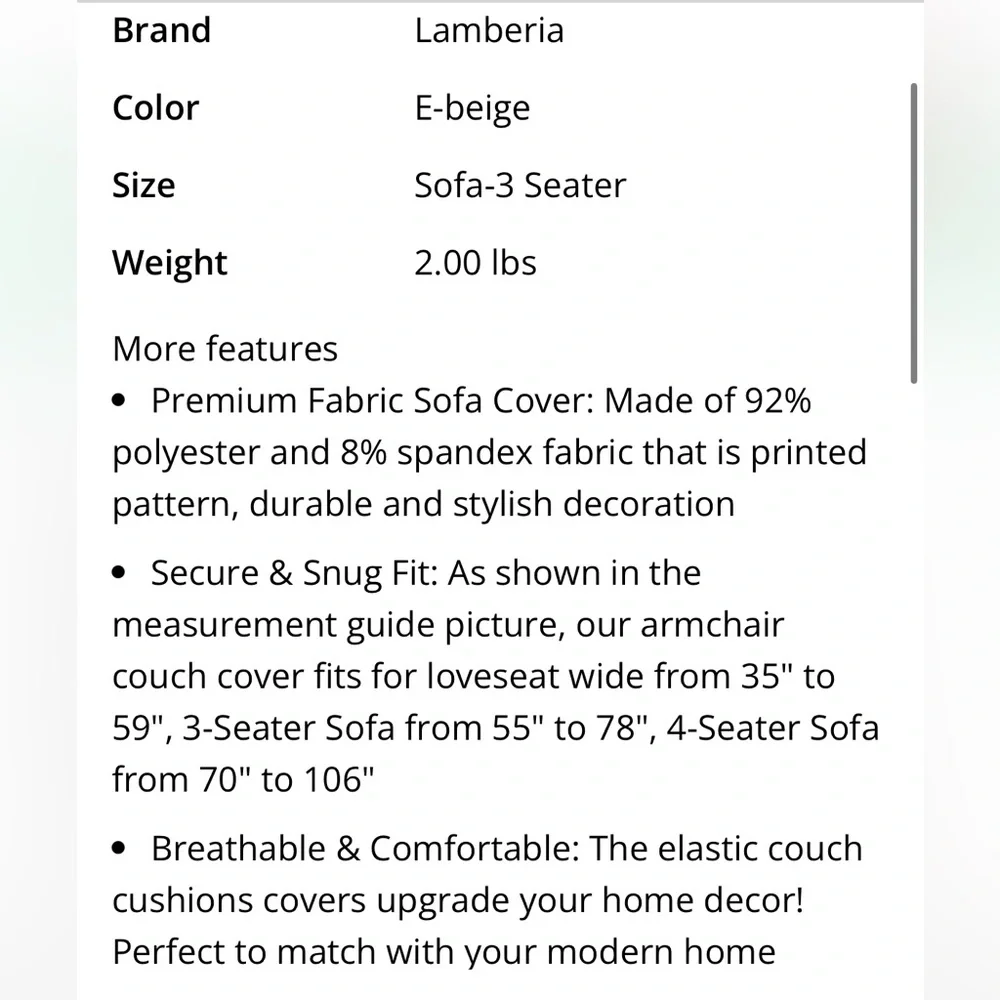 Stretchy Floral Cream Couch Slipcover